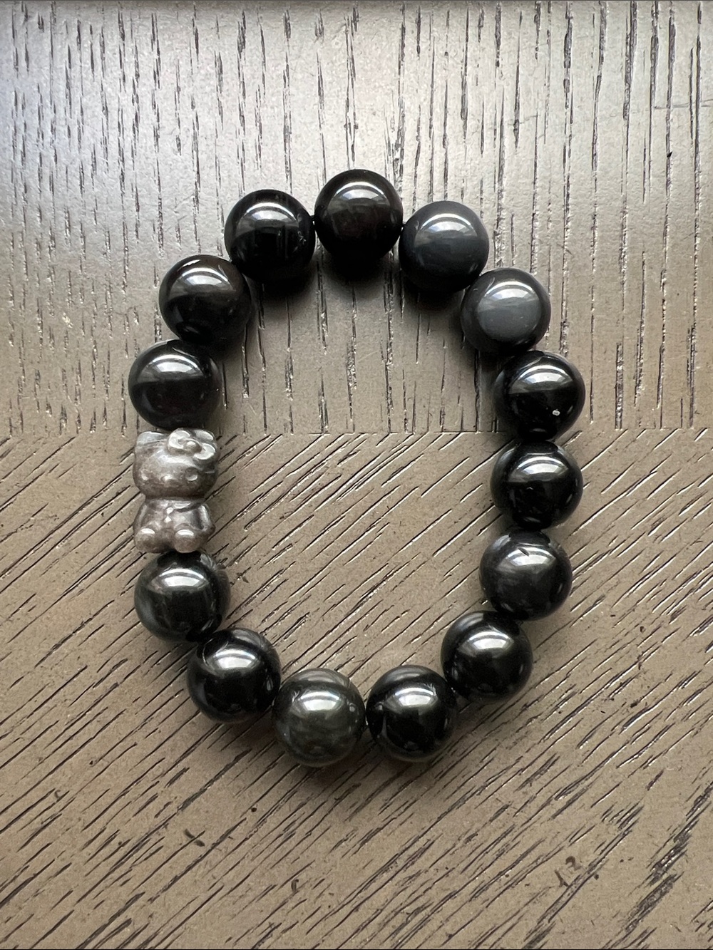 Rainbow obsidian with HK bracelet 13mm SIZE 6.75’